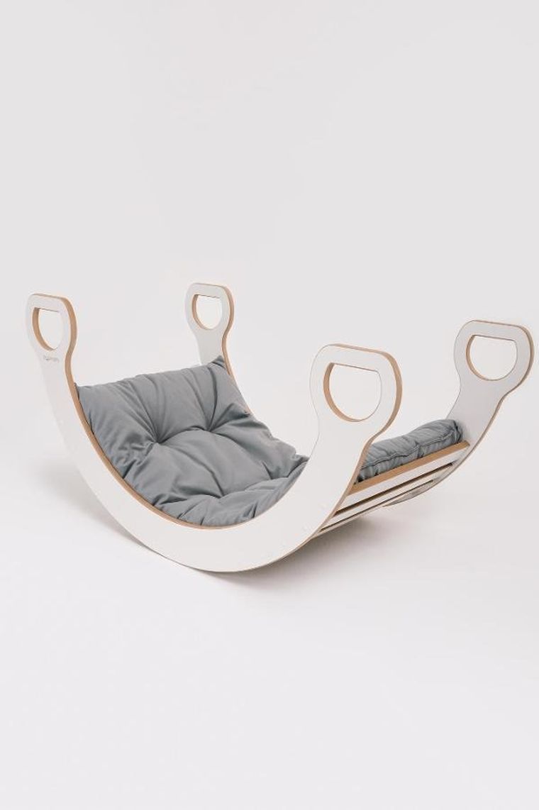 tupti.wood, poduszka do bujaka montessori, materac do dużego bujaka, szary