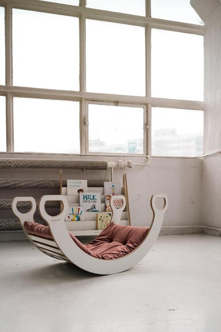 tupti.wood, poduszka do dużego bujaka montessori, materac, różowy