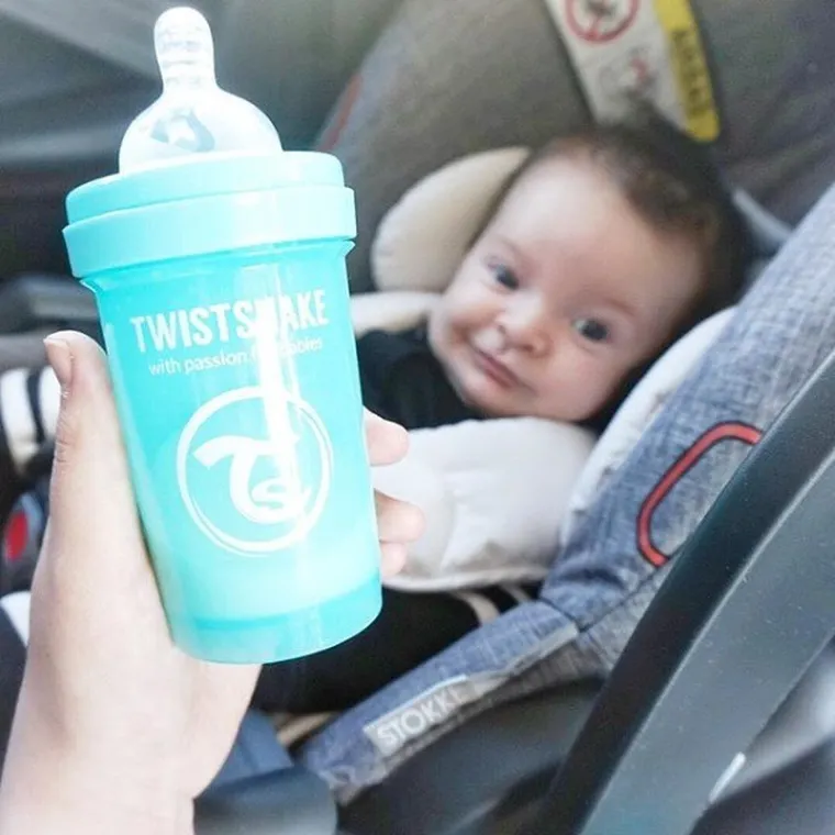 Twistshake, butelka antykolkowa, 180 ml, pastelowa niebieska