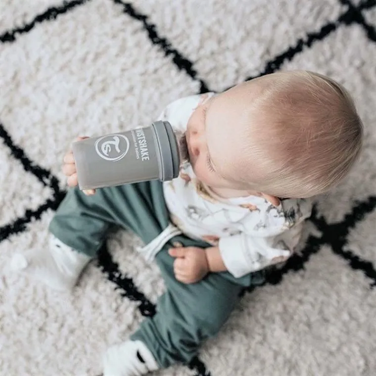Twistshake, butelka antykolkowa, 180 ml, pastelowa szara