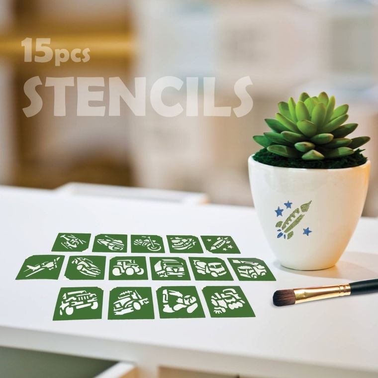 TyToo, zestaw szablonów do tatuaży, pojazdy, 15 elementów