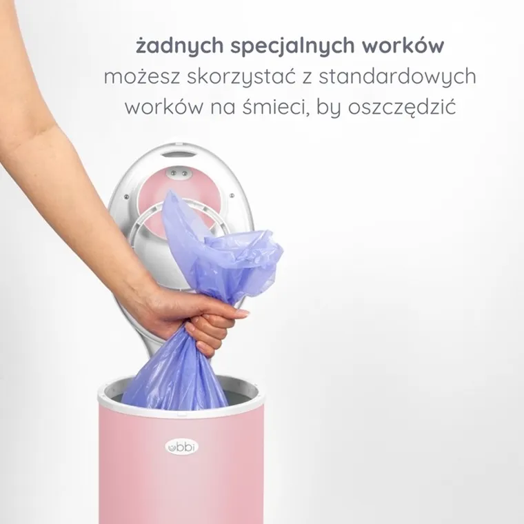 Ubbi, stalowy kosz na pieluchy, matte pink