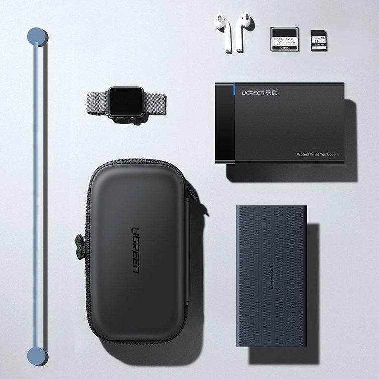 Ugreen, etui na dysk twardy HDD i akcesoria, czarny, 16,5-9,5-4,5 cm