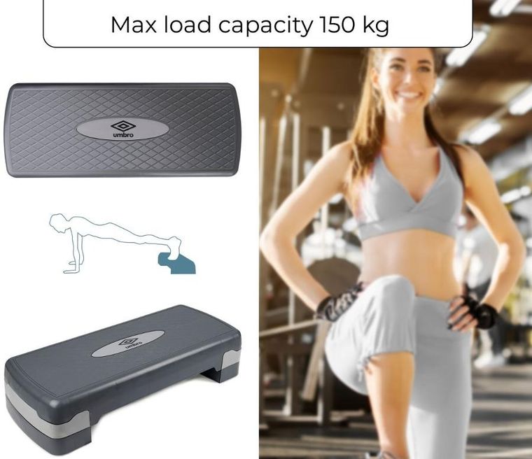 Umbro, step do aerobicu, 2 stopniowa regulacja, szary