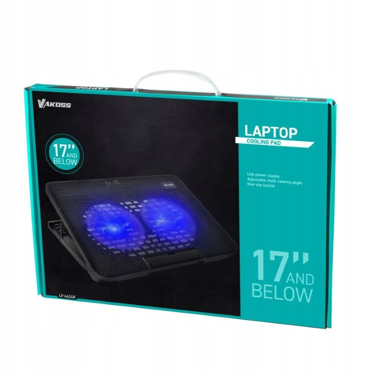 Vakoss, podstawka chłodząca pod notebook, 17", 2 wentylatory, hub, LF-2463UK