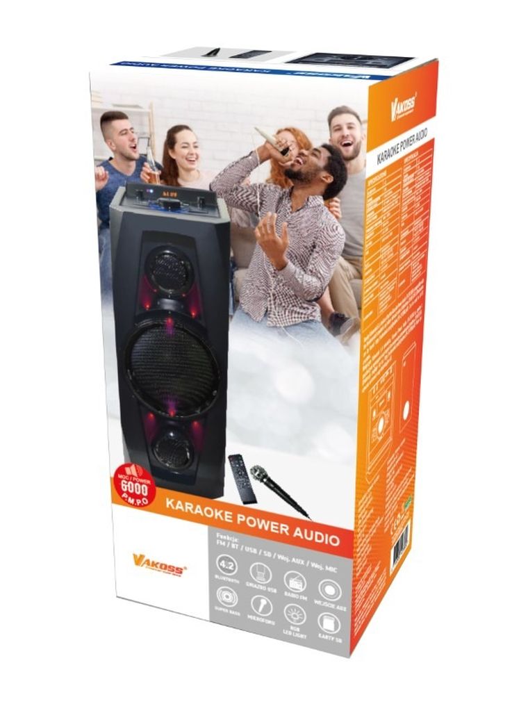 Vakoss, Power Audio, głośnik, RMS 60W SP-2913BK
