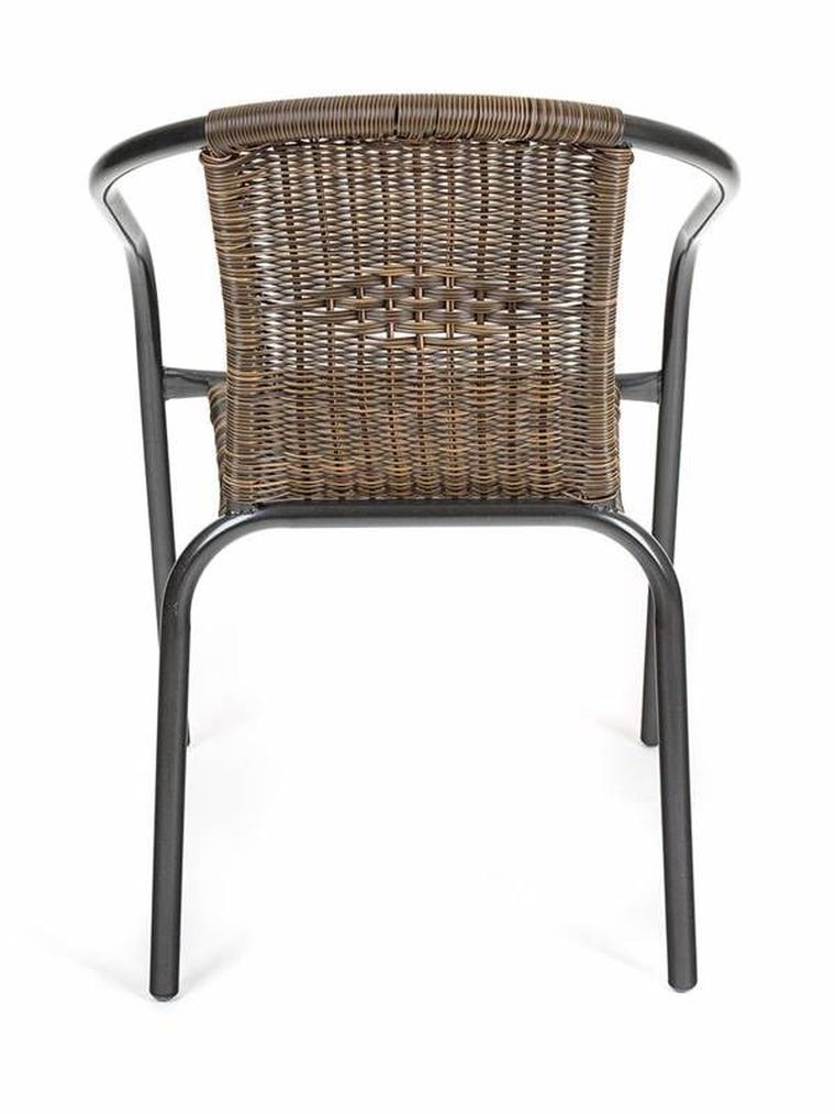 Vetro, stalowe krzesło ogrodowe balkonowe, rattan, brązowe