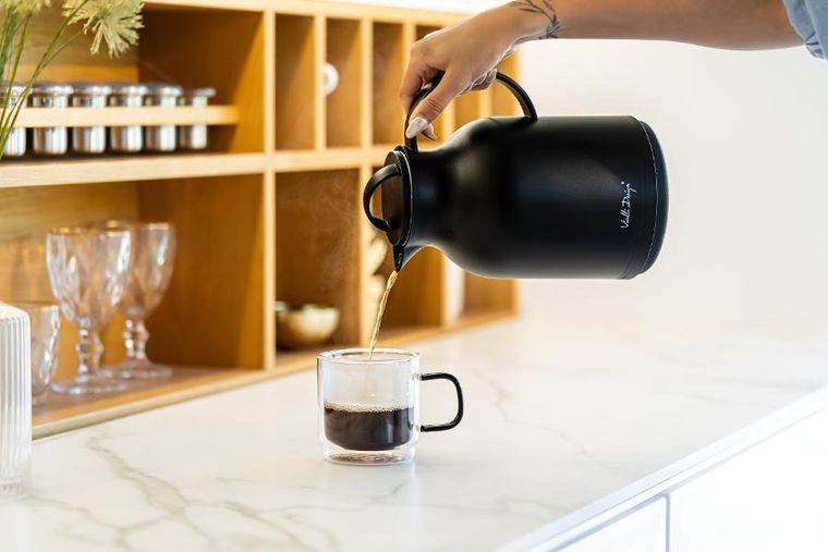 Vialli Design, Amo, termos z wkładem szklanym, czarny, 1l