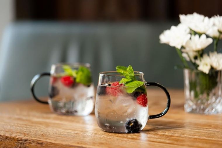 Vialli Design, Bolla, szklanki z uchem, szare, 400 ml, 2 szt.