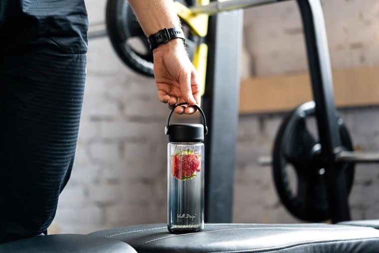 Vialli Design, Fuori, butelka z podwójną ścianką i zaparzaczem, czarna, 350 ml