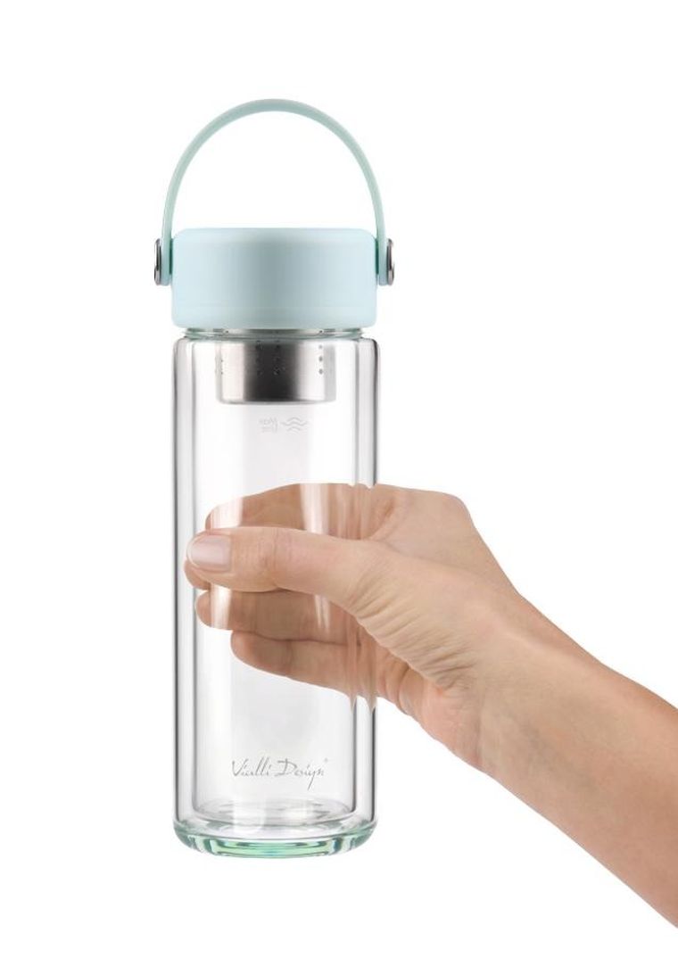 Vialli Design, Fuori, butelka z podwójną ścianką i zaparzaczem, miętowa, 350 ml
