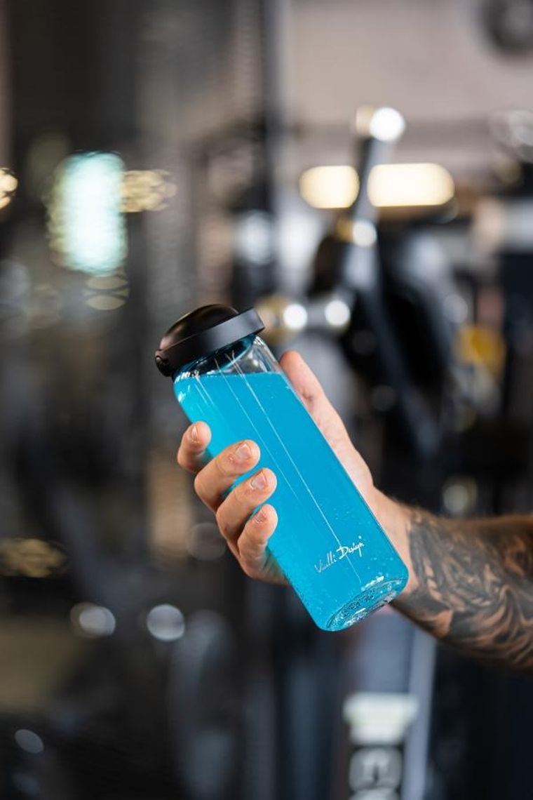 Vialli Design, Fuori, szklana butelka na wodę, czarna, 540 ml