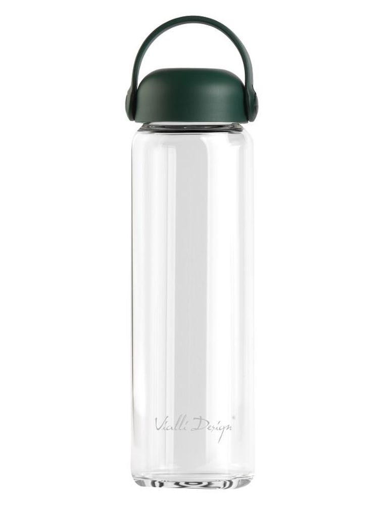 Vialli Design, Fuori, szklana butelka na wodę, zielona, 540 ml