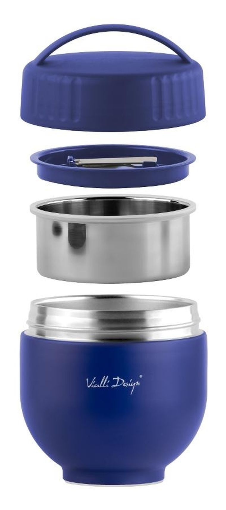 Vialli Design, Fuori, termos z pojemnikiem i łyżką, granatowy, 680 ml