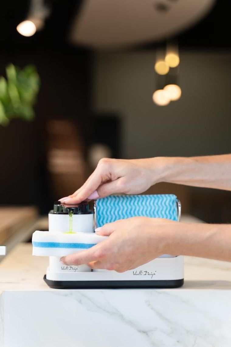 Vialli Design, Livio Duo, organizer kuchenny z dozownikiem na płyn, biały