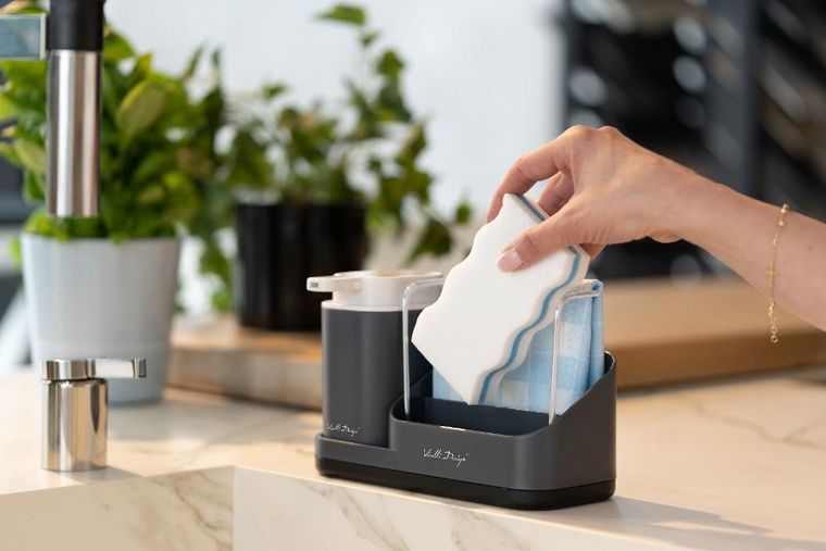 Vialli Design, Livio Duo, organizer kuchenny z dozownikiem na płyn, szary