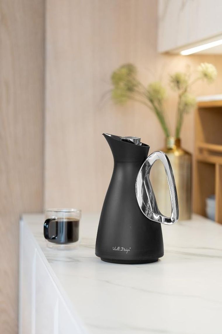 Vialli Design, termos z wkładem szklanym Alessia, 1l, czarno-srebrny