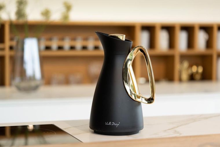 Vialli Design, termos z wkładem szklanym, Alessia, 1l, czarno-złoty