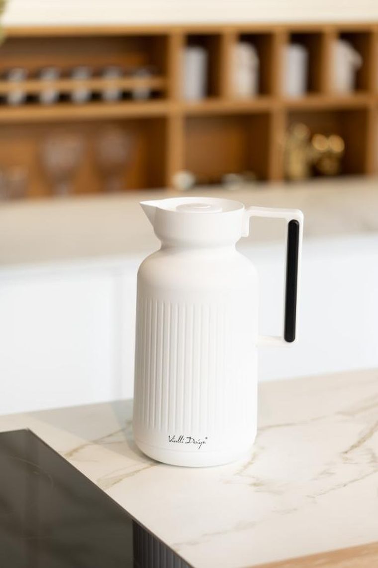 Vialli Design, termos z wkładem szklanym Lungo, 1l, biały