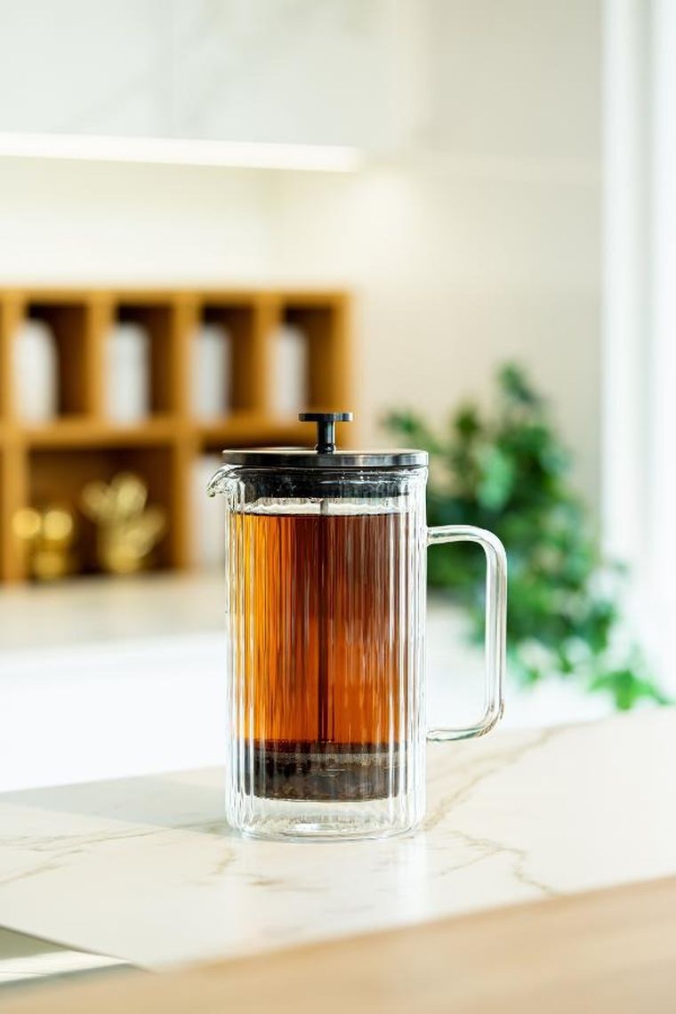 Vialli Design, zaparzacz do kawy i herbaty z podwójną ścianką, 1000 ml, Tulip grafitowy mat