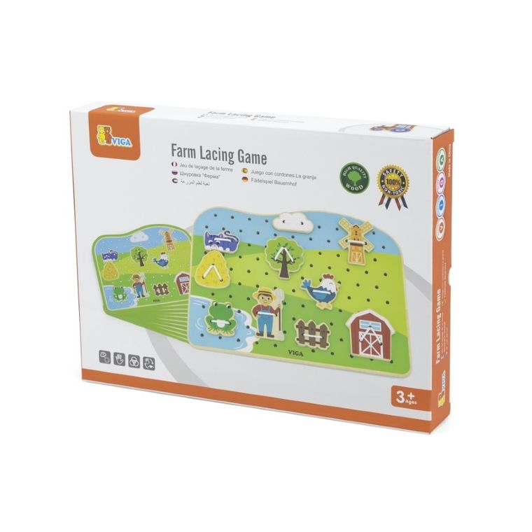 Viga, farma, nauka sznurowania, gra zręcznościowa