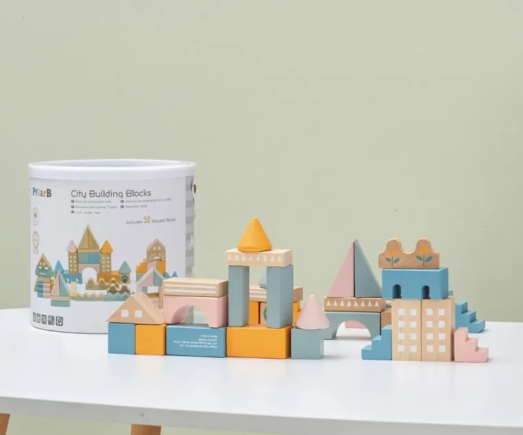 Viga, PolarB, Budowa miasta, klocki drewniane, 50 elementów