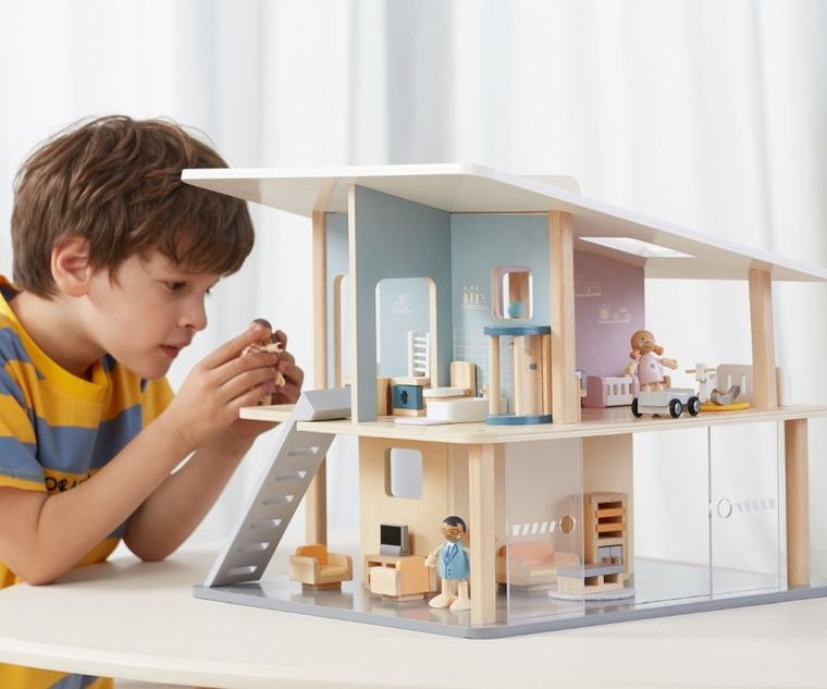 Viga, PolarB, zestaw mebelków do domku dla lalek, łazienka