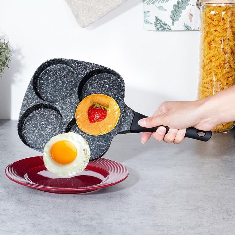 Vilde, Black Line, patelnia do jajek granitowa, 4 otwory, 19 cm