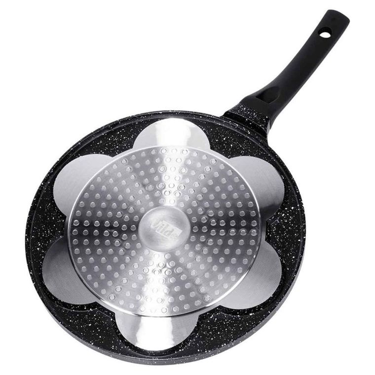 Vilde, Black Line, patelnia do jajek granitowa, 7 otworów, 26 cm