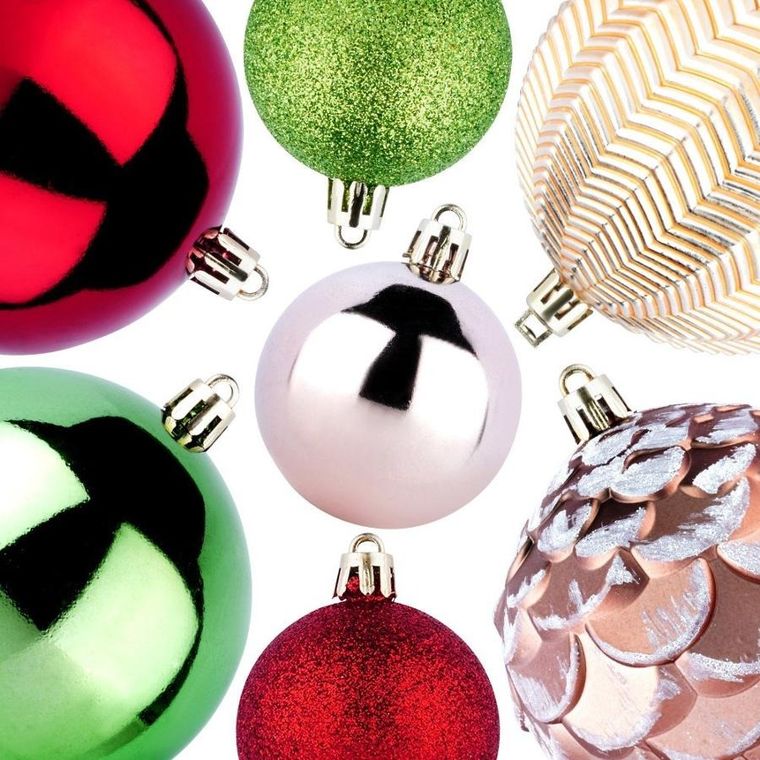 Vilde, bombki choinkowe, nietłukące, czerwone, różowe, złote, zielone, 8 cm, 5 cm, 68 szt.