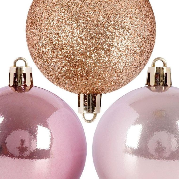 Vilde, bombki choinkowe nietłukące, różowe, 12 szt., 6 cm