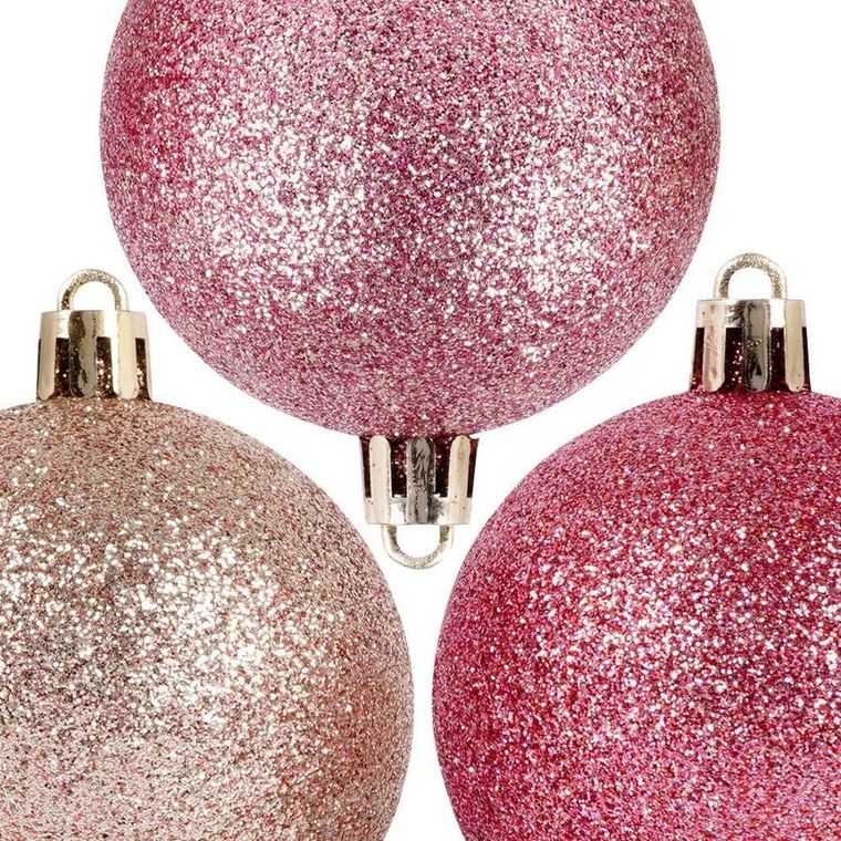 Vilde, bombki choinkowe nietłukące, różowe, 6 szt., 6 cm