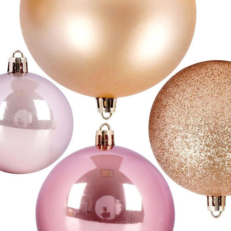 Vilde, bombki choinkowe nietłukące, różowe złote, 26 szt., 6-10 cm