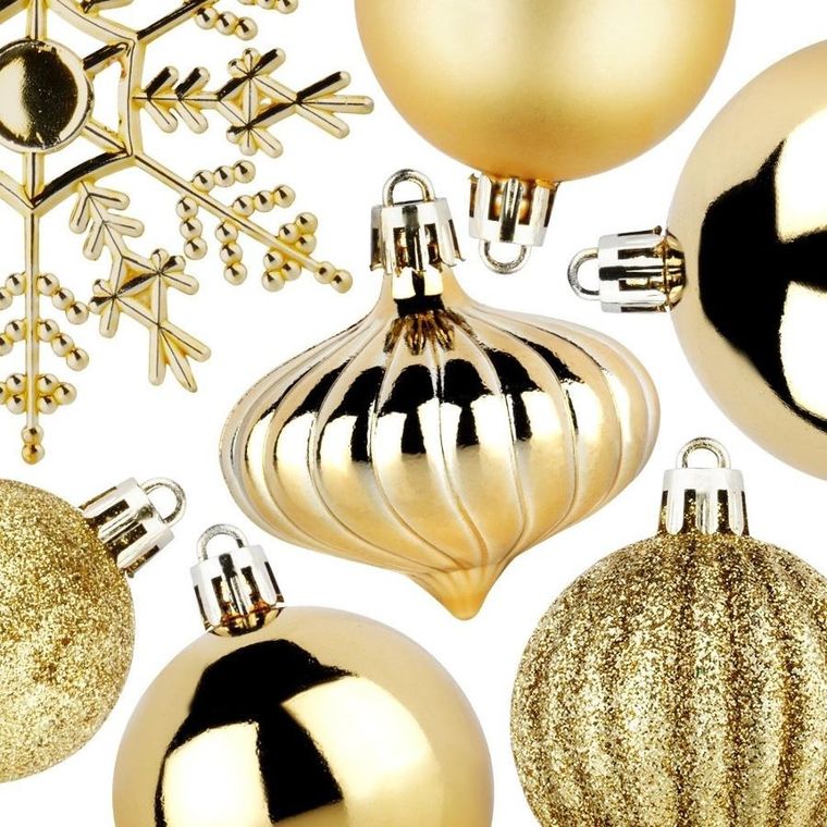 Vilde, bombki choinkowe, nietłukące, złote, 4 cm, 5 cm, 6 cm, 10 cm, 40 szt.