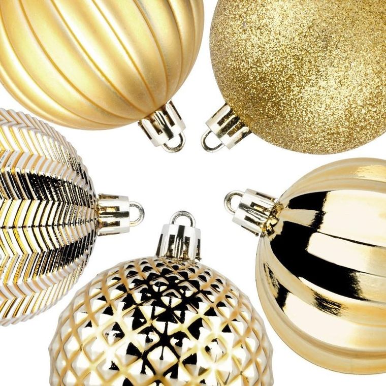 Vilde, bombki choinkowe, nietłukące, złote, 6 cm, 25 szt.