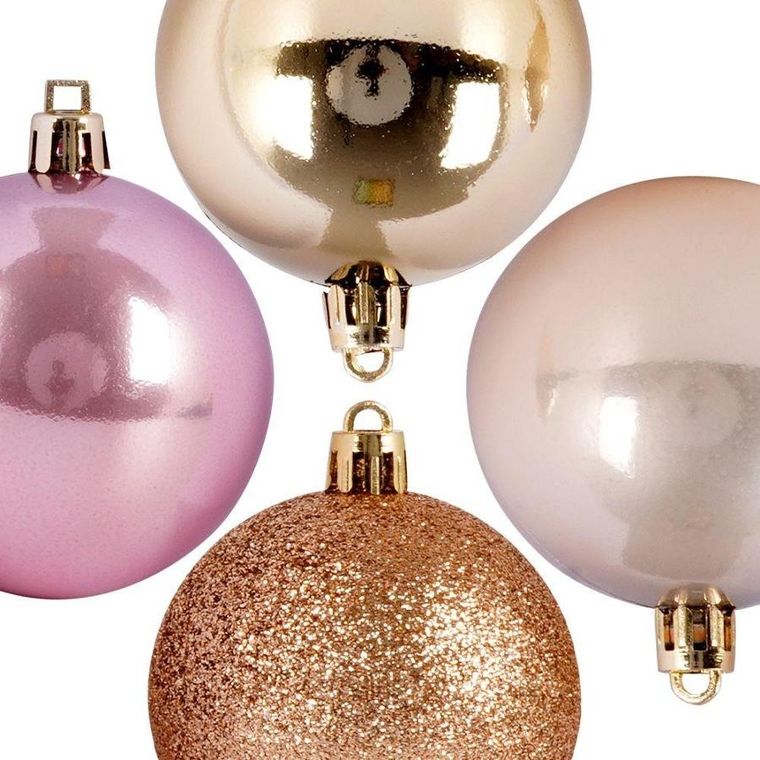Vilde, bombki choinkowe nietłukące, złote różowe, 9 szt., 6 cm