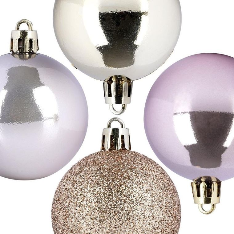 Vilde, bombki choinkowe, różowe złote nietłukące, 5 cm, 12 szt.