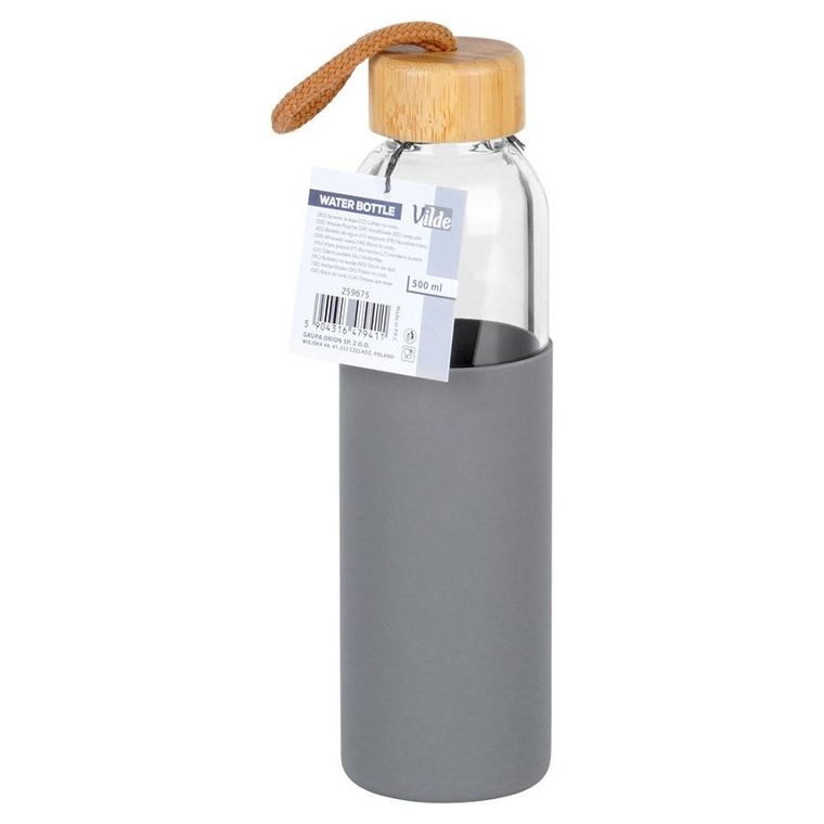 Vilde, butelka na wodę szklana z silikonowym pokrowcem, 500 ml