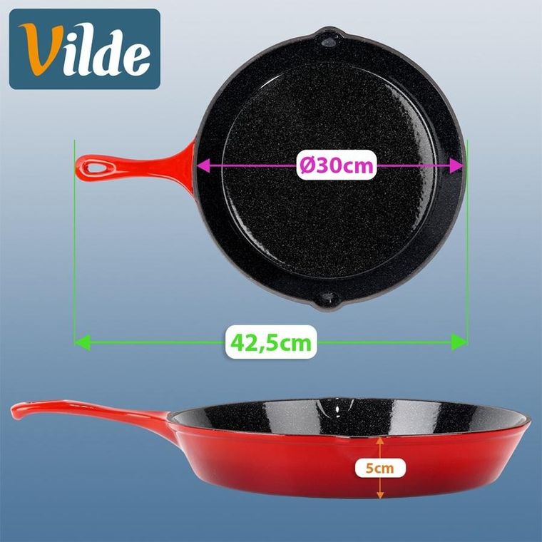 Vilde, Cast Enamel, patelnia żeliwna emaliowana z silikonową nakładką, 30 cm