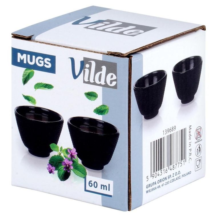 Vilde, Cast Line, czarki do herbaty żeliwne emaliowane, 60 ml, 2 szt.