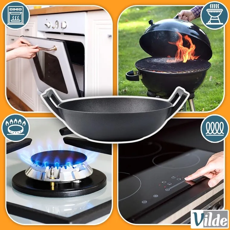 Vilde, Cast Line, patelnia wok, żeliwna, 32 cm