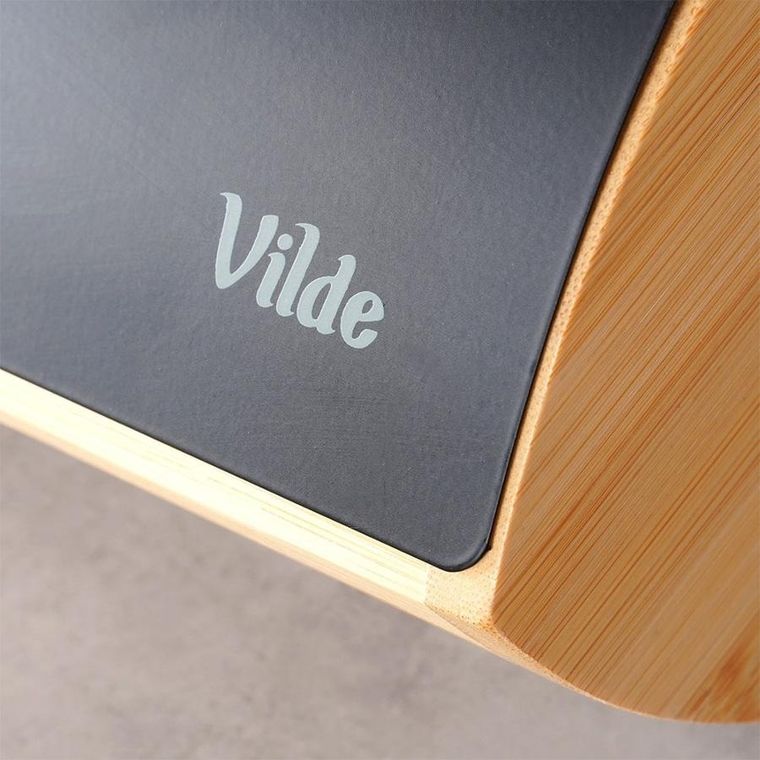 Vilde, chlebak drewniano-metalowy, czarny, 35,5-24,5-15,5 cm