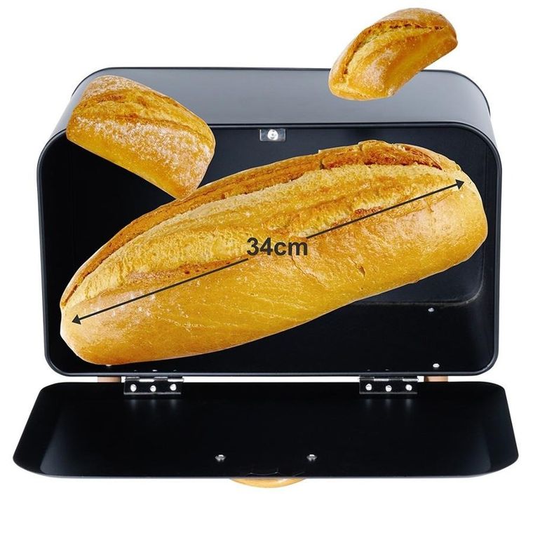 Vilde, chlebak metalowy, czarny, 35,5-21-23,5 cm