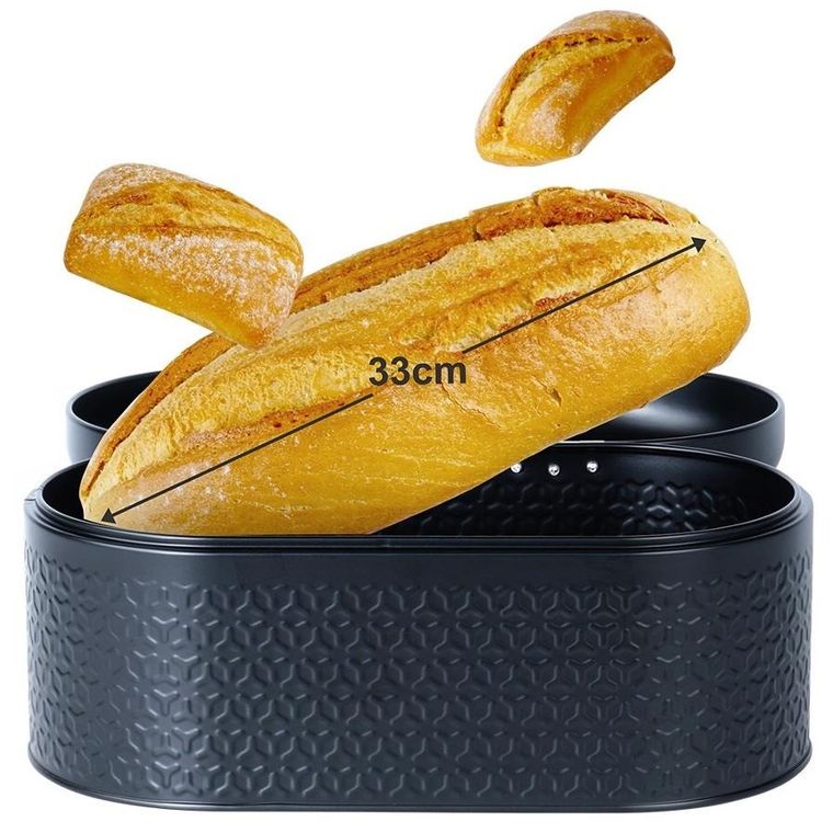 Vilde, chlebak stalowy, czarny, 34-20-15 cm