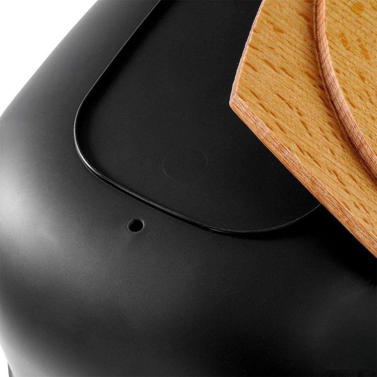 Vilde, chlebak, z drewnianą deską, czarny, 39-23.5-15.5 cm