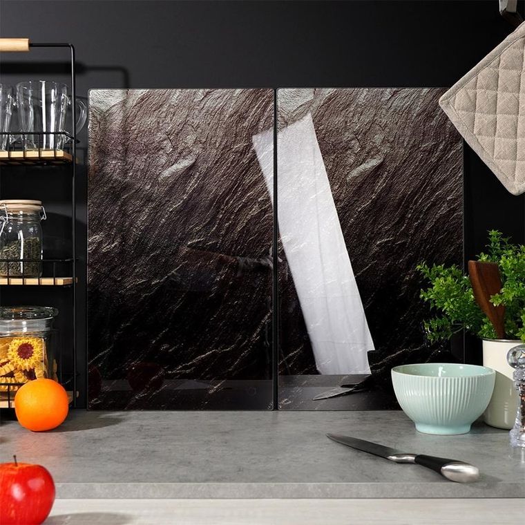 Vilde, deska do krojenia i osłona kuchenki, szklana, 60-52 cm, 2 szt.