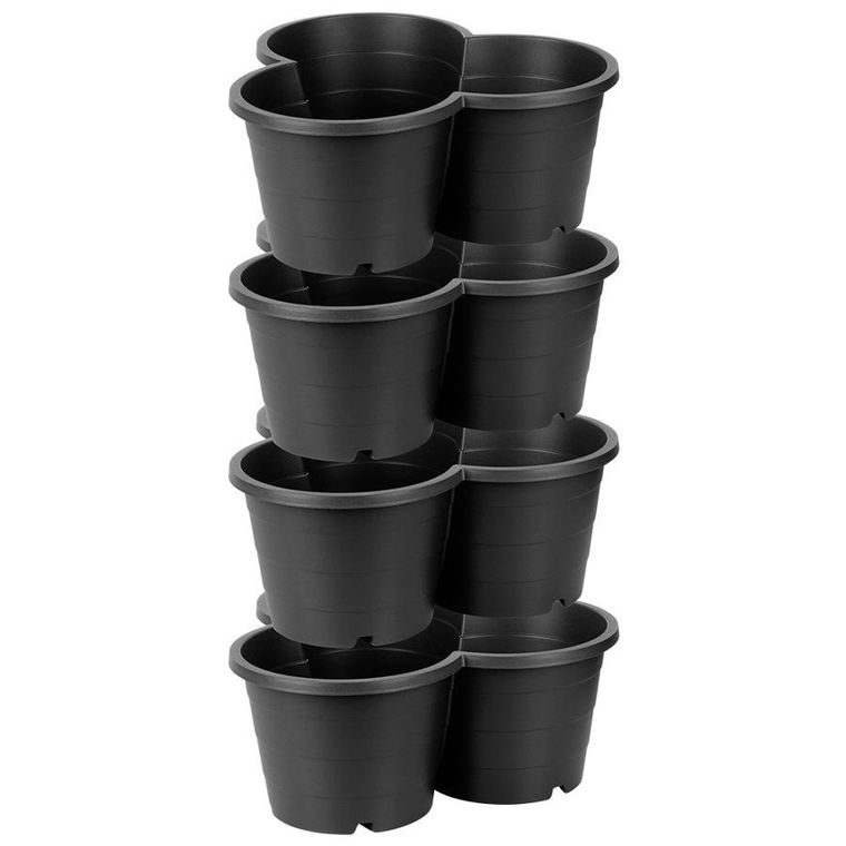 Vilde, doniczka ogrodowa plastikowa, czarna kaskadowa, 4 szt.