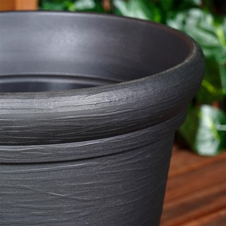 Vilde, doniczka ogrodowa plastikowa, okrągła, czarna, 38-34 cm