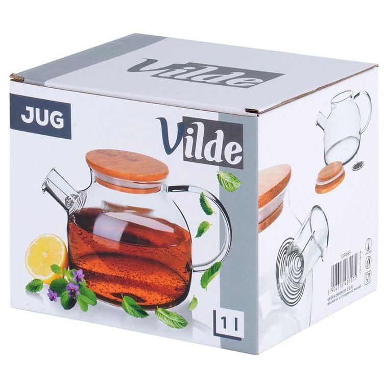 Vilde, dzbanek do kawy i herbaty szklany z sitkiem, 1l
