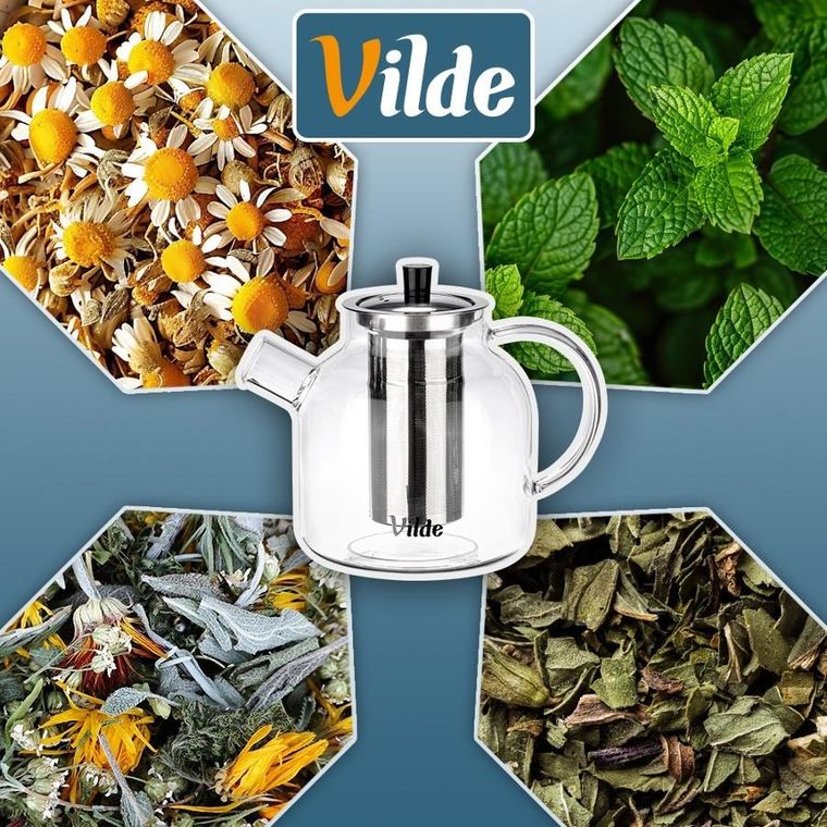 Vilde, dzbanek z zaparzaczem do herbaty, żaroodporny, szklany, 1,2 l